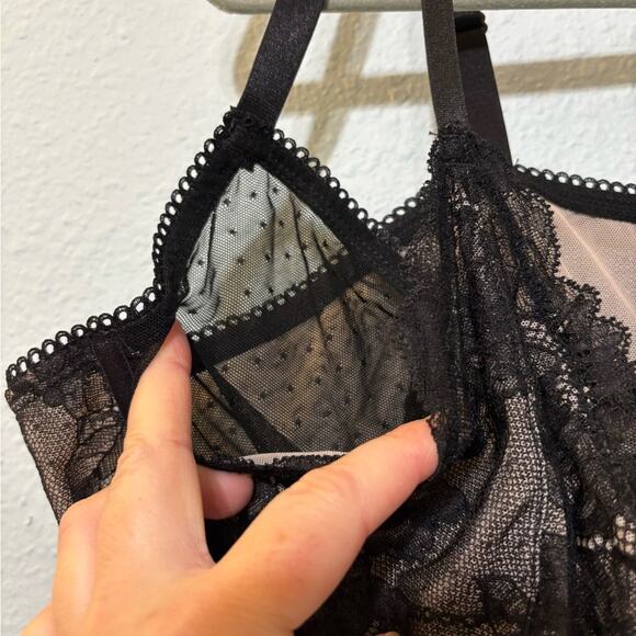 Torrid Curve NWT Dot Lace Double Layer & Strap Underwire Lace Bra 3X Black - Picture 4 of 5